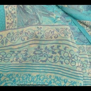 Sanskriti Vintage Blue Sarees Pure Crepe Silk Printed
Sari Floral Craft Fabric.